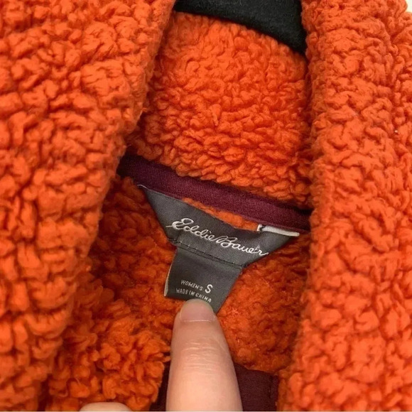 Eddie Bauer orange red half buttons  fleece pullover - Picture 4 of 5